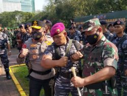 Yonmarhanlan I Belawan Ikuti Apel Bersama Kesiap Siagaan Dan Sinergitas TNI-POLRI di Wilayah Sumut