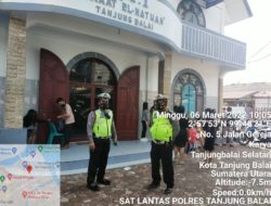 Satlantas Polres Tanjung Balai Sambangi Gereja Dan Himbau Jemaat Untuk Patuhi Prokes