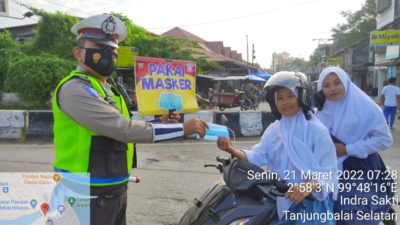 Sat Lantas Polres Tanjung Balai Himbau Pelajar SMA Gunakan Masker Dan Patuhi Peraturan Lalulintas