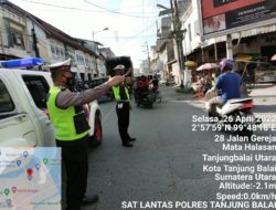 Personil Satlantas Polres Tanjung Balai Laksanakan Giat Patroli Sore