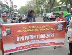 Polantas Polrestabes Medan Sosialisasi Ops Patuh Toba 2022 di Pajak USU