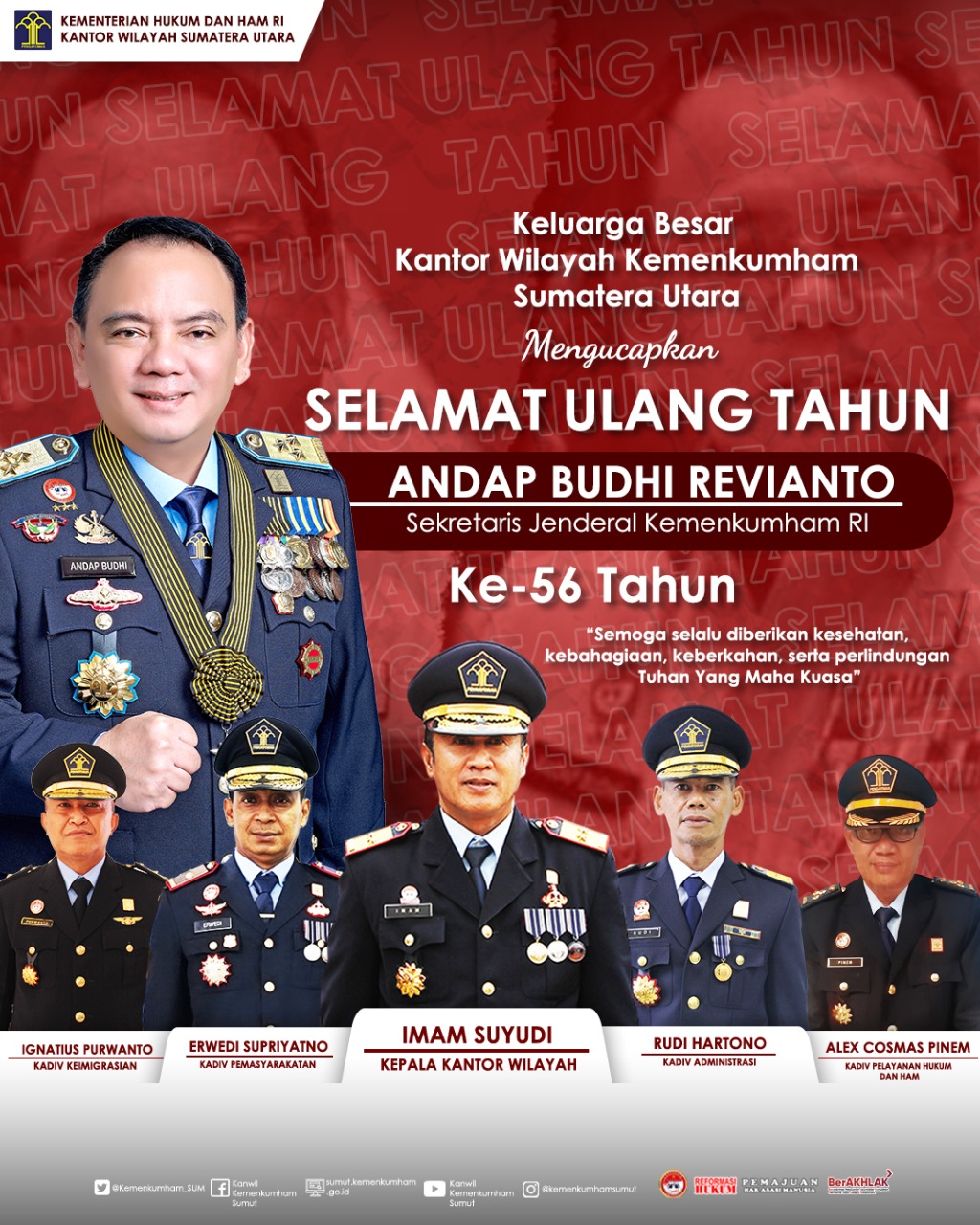 Kanwil Kumham Sumut : 56 Tahun Jenderal Andap, Terus Berkarya dan Berinovasi