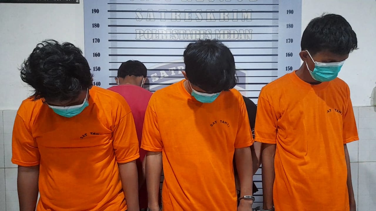 Sat Reskrim Polrestabes Medan Bersama Dit Krimum Polda Sumut Tangkap Lima Pelaku Geng Motor Lukai Korban