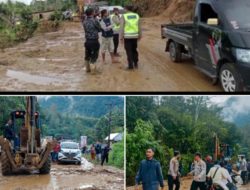 Respon Cepat, Polres Toba Tangani Arus Lalu lintas Di Jalur Longsor Di Desa Jangga Dolok Lumbanjulu