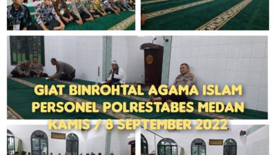 Polrestabes Medan Laksanakan Binrohtal kepada Personel Beragama Islam dan Nasrani