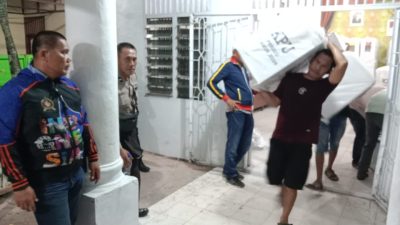Rekapitulasi Selesai, Polres Tanjung Balai Kawal Pergeseran Kotak Suara Dari PPK ke Gudang Logistik KPU Kota Tanjung Balai