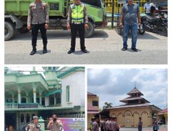 Wujudkan Kenyamanan 20 Personel Polres Tanjung Balai di Kerahkan Untuk Menjaga Monitoring Kegiatan Sholat Jumat di Masjid